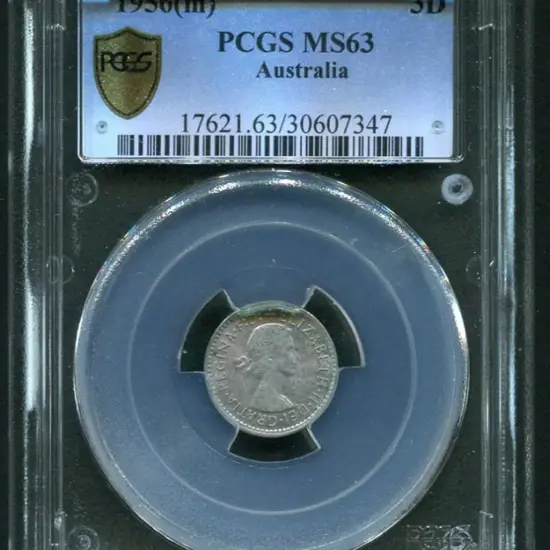 1956 (M) Threepence. PCGS slabbed MS63