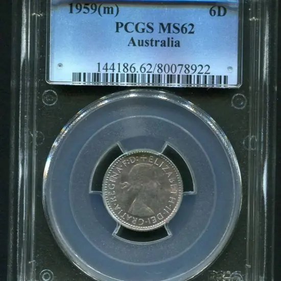 1959 (M) Sixpence. PCGS slabbed MS62