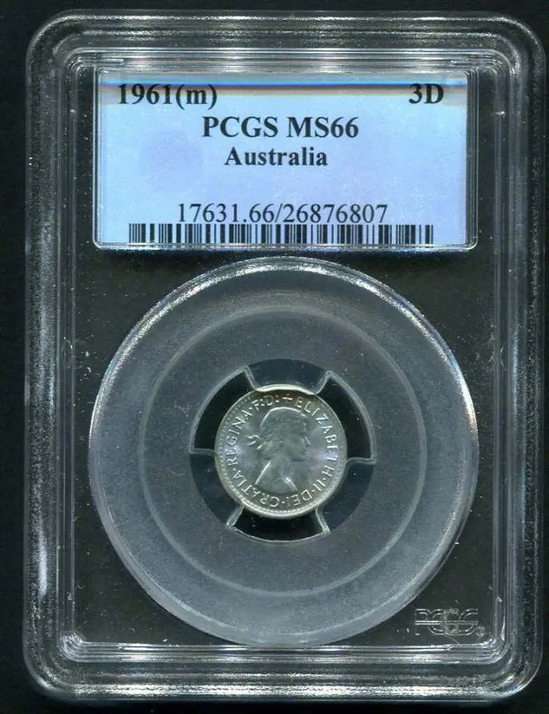 1961 (M) Threepence. PCGS slabbed MS66 Image 1++