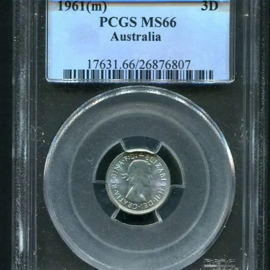 1961 (M) Threepence. PCGS slabbed MS66