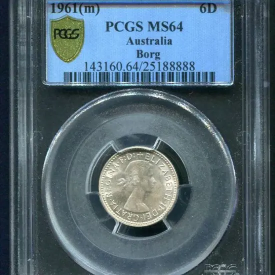 1961 (M) Sixpence. PCGS slabbed MS64