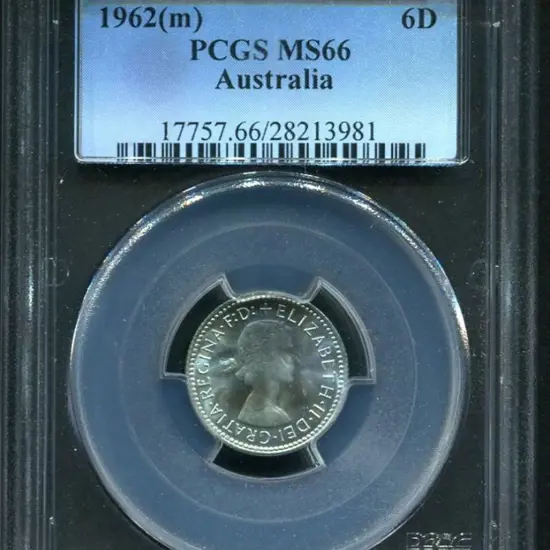 1962 (M) Sixpence. PCGS slabbed MS66