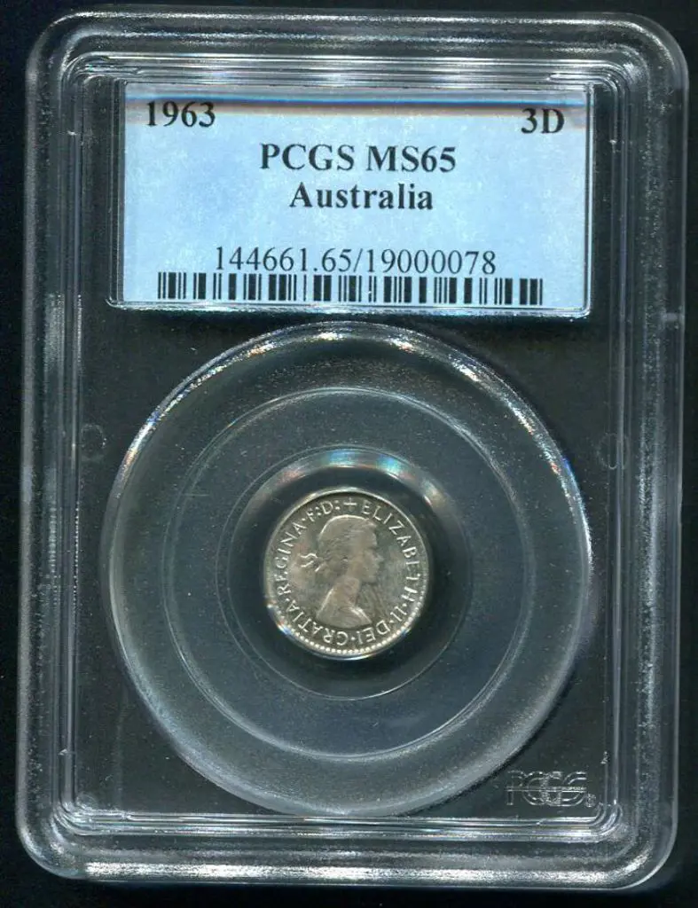 1963 Threepence. PCGS slabbed MS65 Image 1++