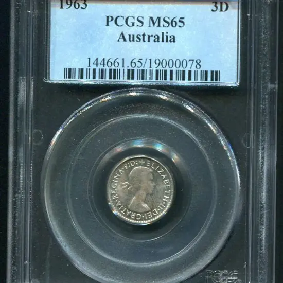 1963 Threepence. PCGS slabbed MS65