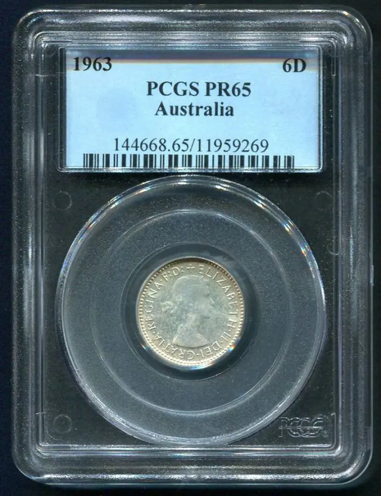 1963 Sixpence Proof. PCGS slabbed PR65 Image 1++