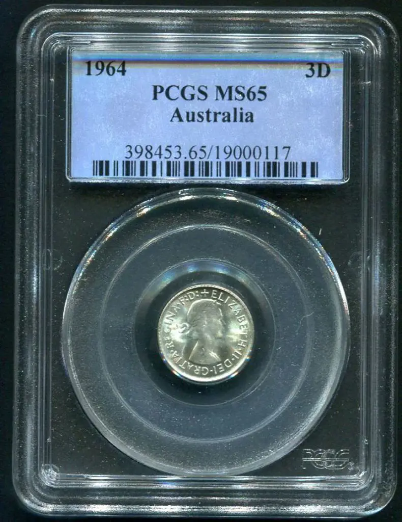 1964 Threepence. PCGS slabbed MS65 Image 1++