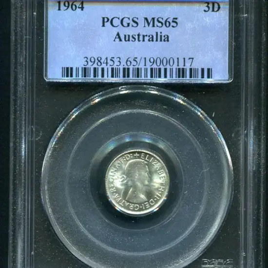 1964 Threepence. PCGS slabbed MS65