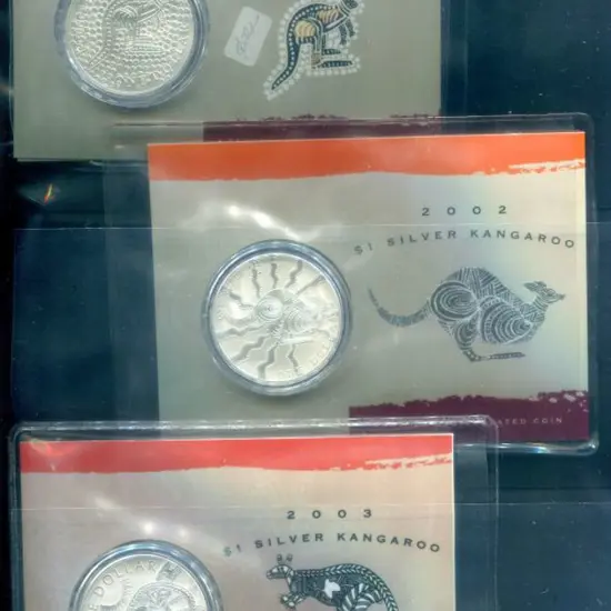 2001, 2002 & 2003 $1 Aboriginal Kangaroo frosted ...