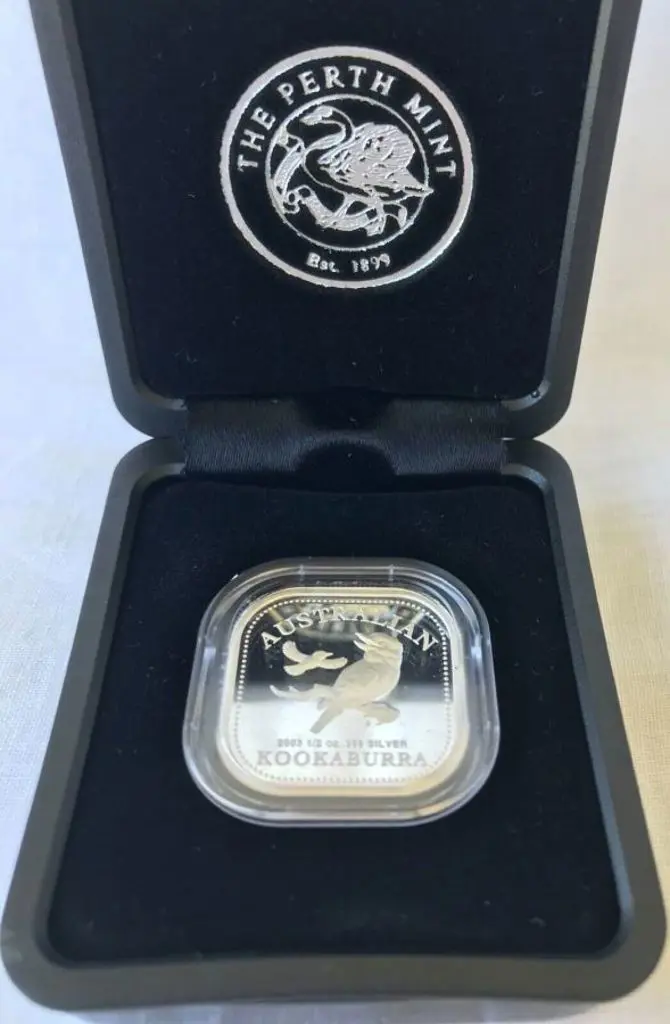 2002 & 2003 50c Kookaburra ½oz silver proof square ... Image 1++
