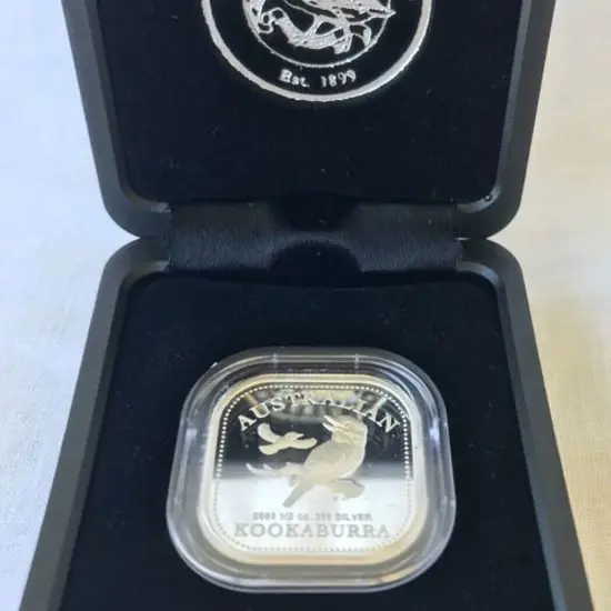 2002 & 2003 50c Kookaburra ½oz silver proof square ...
