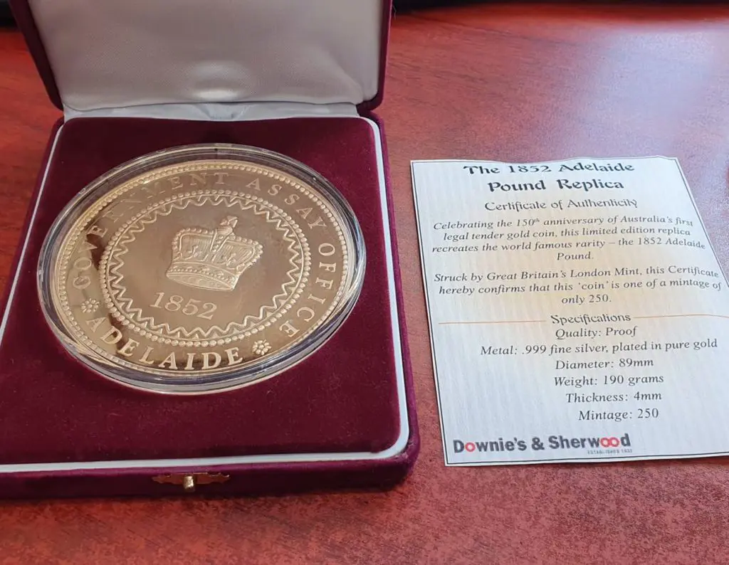 2002 Downies 1852 Adelaide Pound 89mm diameter ... Image 1++