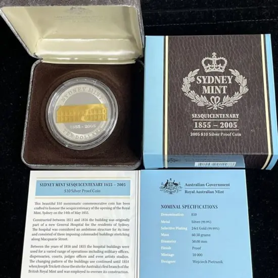 2005 $10 Sydney Mint Sesquicentenary silver proof ...