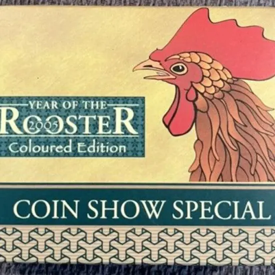 2005 $5 Year of the Rooster 1/20 gold coloured & ...