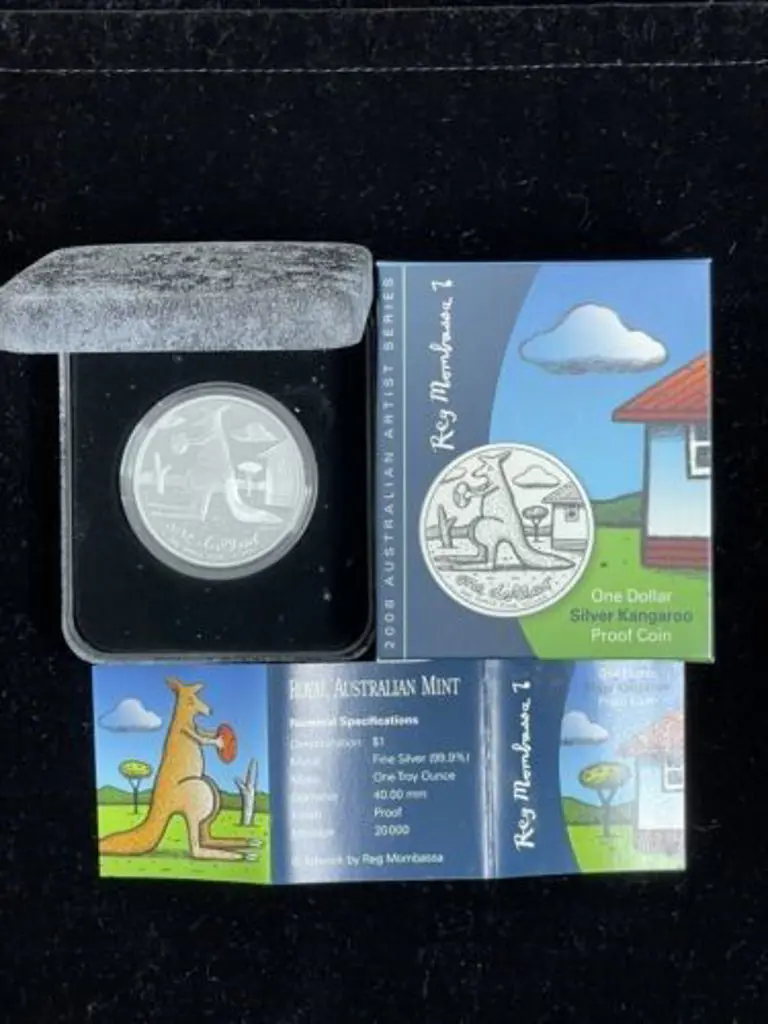 2007 $1 Rolf Harris & 2008 Reg Mombassa silver ... Image 1++