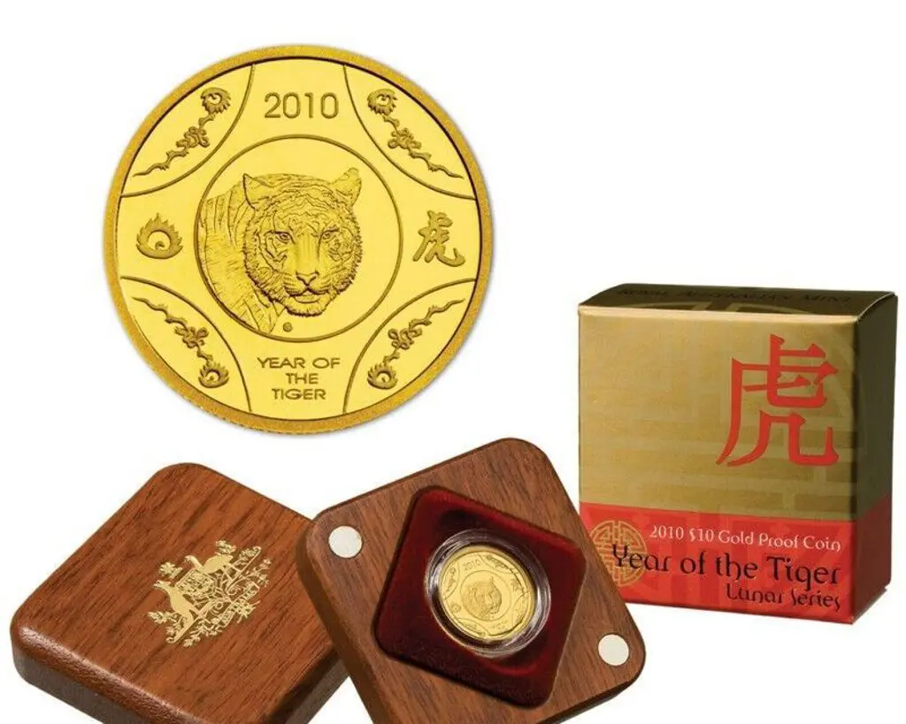 2010 $10 Year of the Tiger Gold Proof 1/10oz Coin ... Image 1++