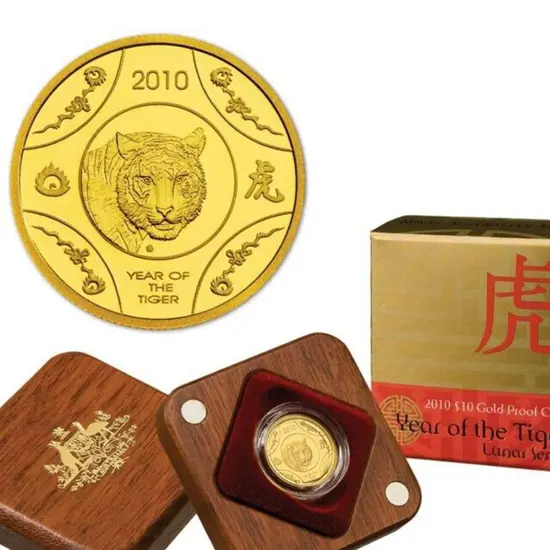 2010 $10 Year of the Tiger Gold Proof 1/10oz Coin ...