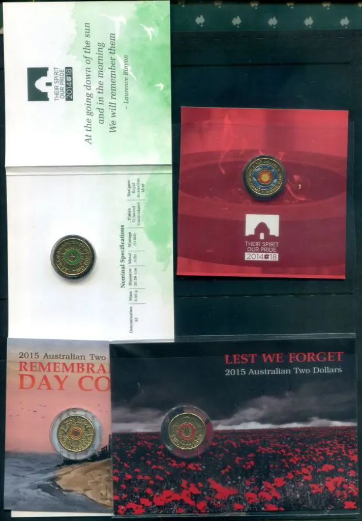2014, 2015 x 2 diff & 2018 $2 Remembrance Day/Lest ... Image 1++