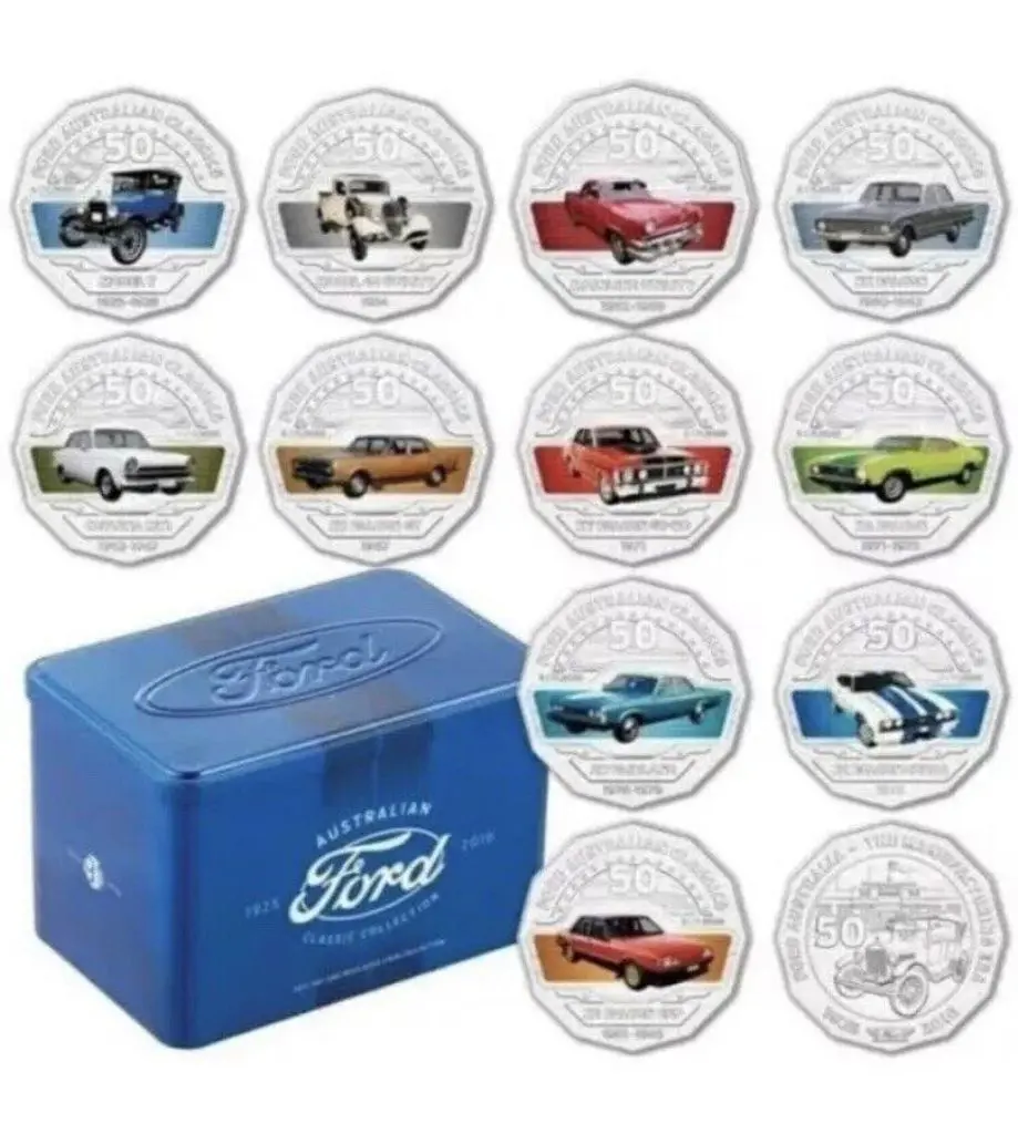 2016 50c Ford Classic coloured coin collection in ... Image 1++