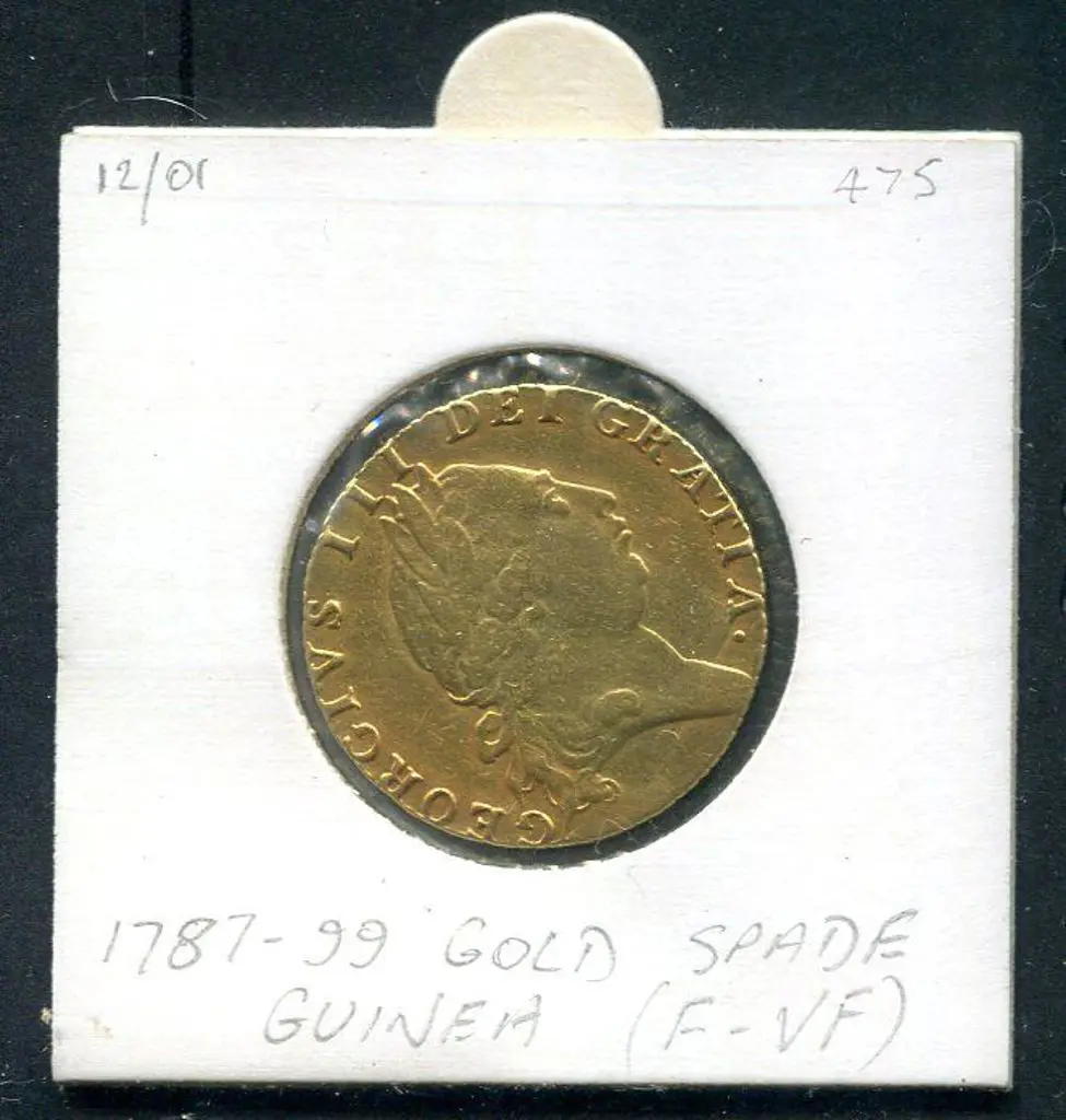 England 1792 Gold Spade Guinea. F-VF Image 1++