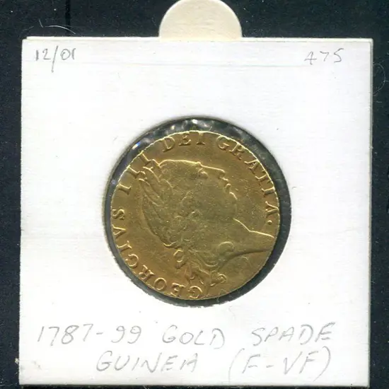 England 1792 Gold Spade Guinea. F-VF