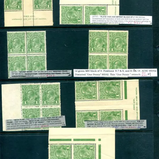 KGV 1d green, SMW, perf.14 varieties good to F/U x ...