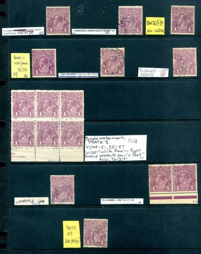 KGV 1d violets MUH, MLH & F/U range, the majority ... Image 1++
