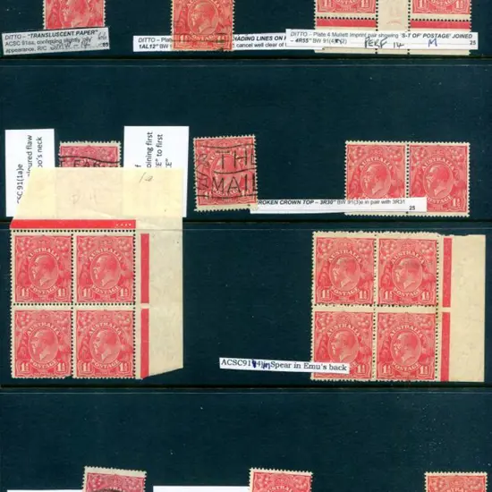 KGV 1½d red Die II, SMW Perf.14 MUH/MLH selection ...