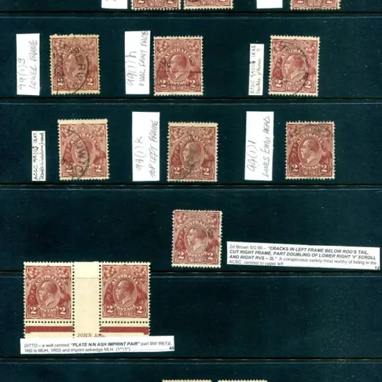 KGV 2d brown, SMW, perf. 13½x12½ group noting MLH ...