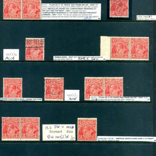 KGV 2d red, SMW, perf. 13½x12½ with mostly Die ...