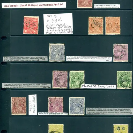 KGV SMW, perf. 14 & Perf. 13½x12½ perfined or ...