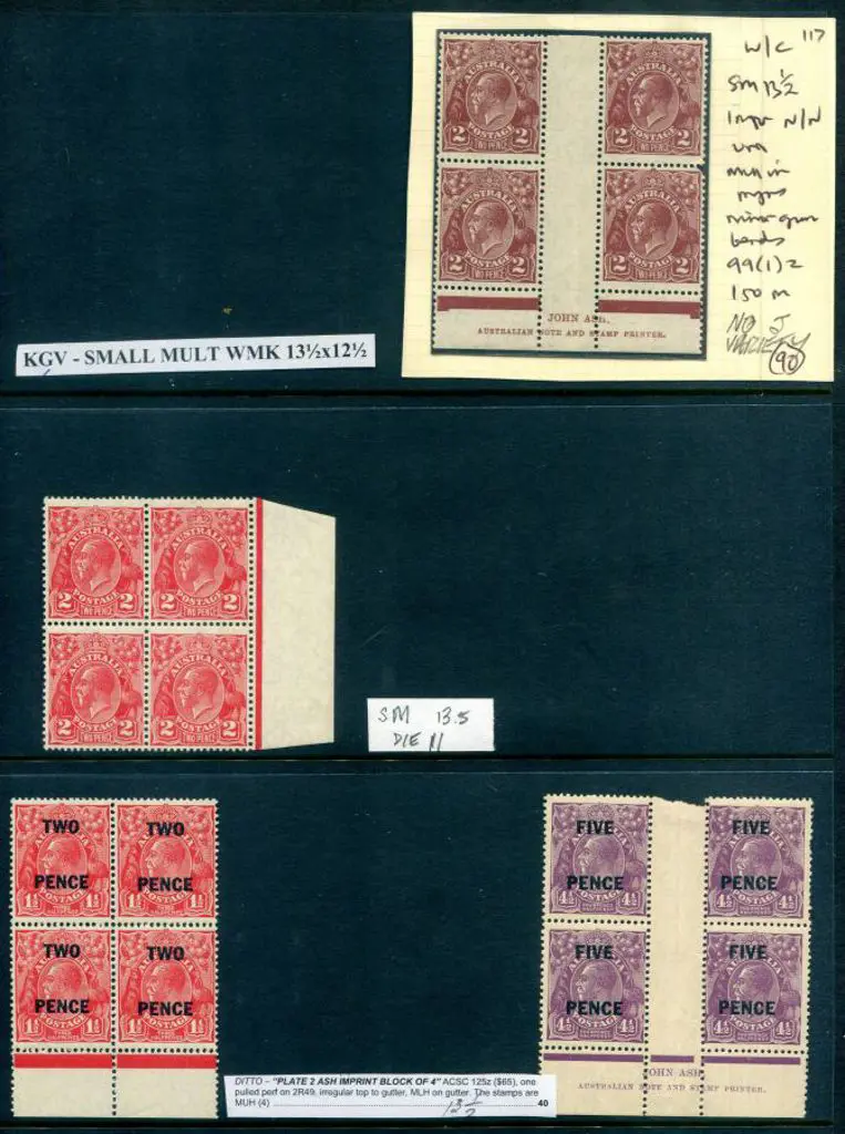 KGV SMW, perf.13½x12½ selection of 9 blocks of 4 ... Image 1++