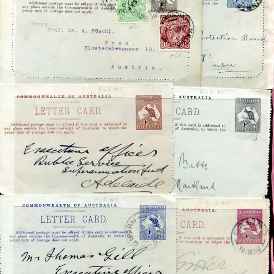 Lettercards 1913/14 kangaroo defin designs x 9 in ...