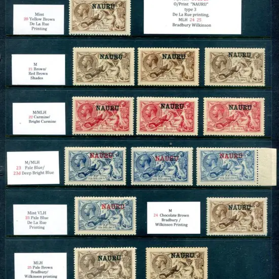 Nauru 1916/23 "NAURU" ovpts on Great Britain KGV & ...