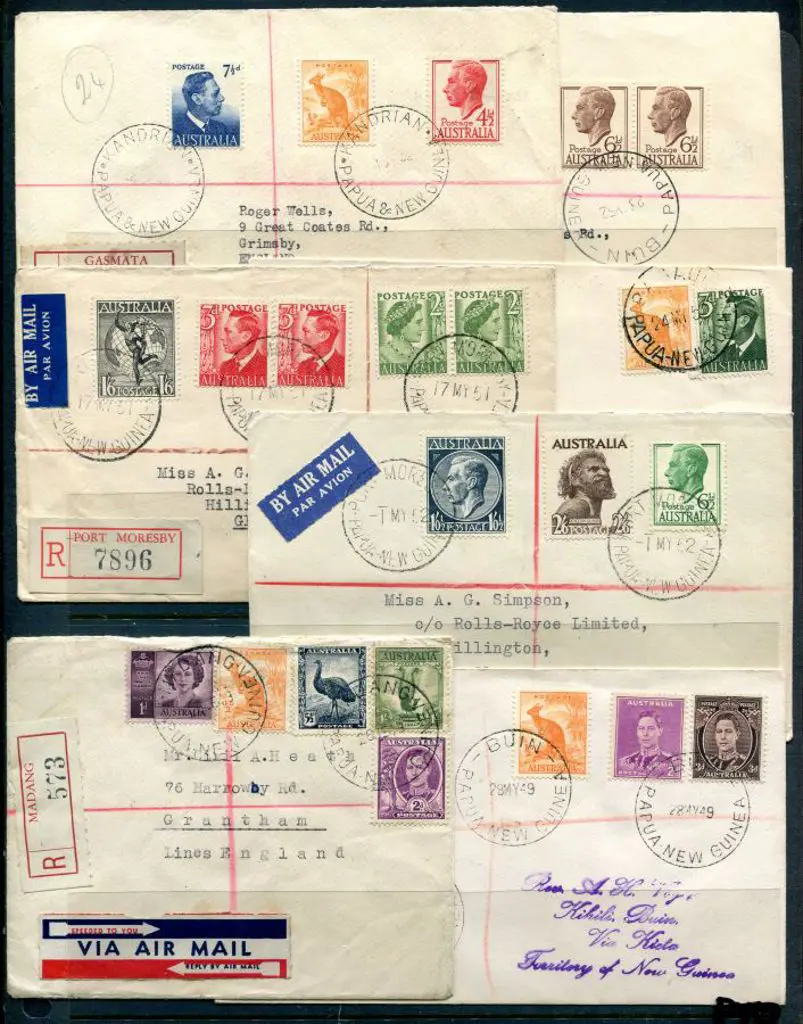 PNG 1949 group of 10 covers using Australian ... Image 1++
