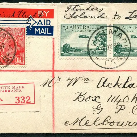 1932 (7th June) Whitemark to Launceston Ackland ...