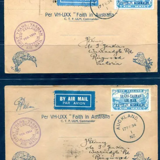 1934 (17th Feb) New Zealand to Australia First ...
