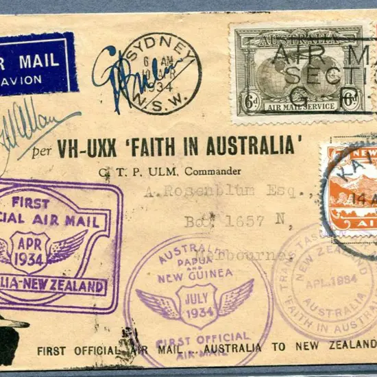 1934 (10th-14th April) Aust NZ & return illust ...
