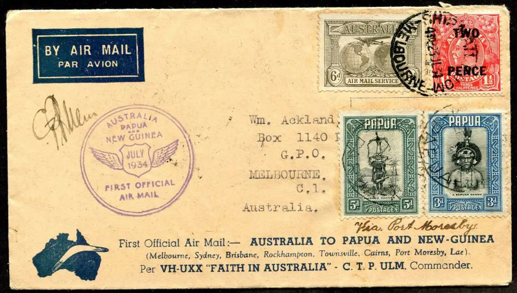 1934 (24th July) Australia to Papua & return First ... Image 1++
