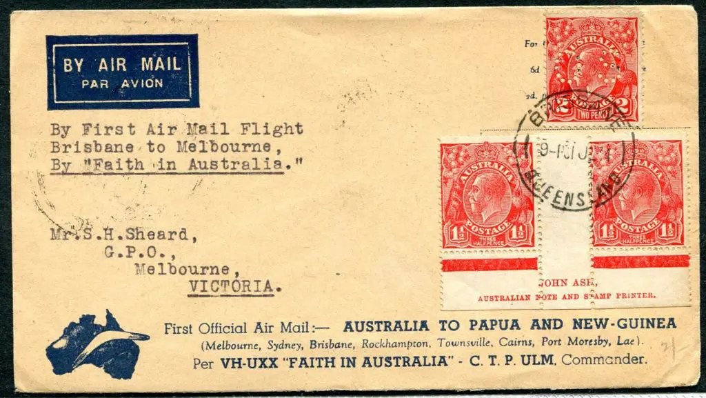 1934 (31st July) "By First Air Mail Flight ... Image 1++