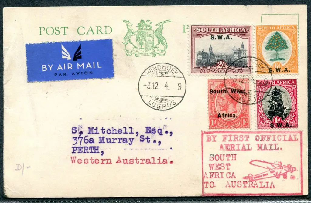 1934 (3rd Dec) "By First Official Aerial Mail ... Image 1++