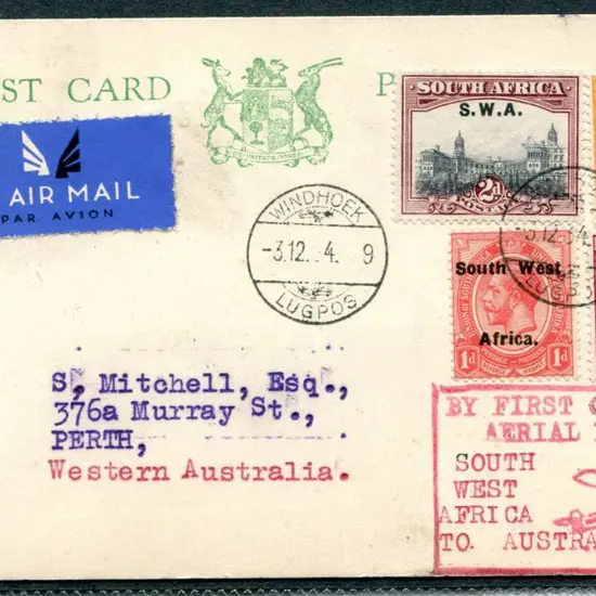 1934 (3rd Dec) "By First Official Aerial Mail ...