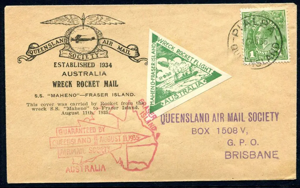 1935 (11th Aug) "Wreck Rocket Mail" fired from the ... Image 1++
