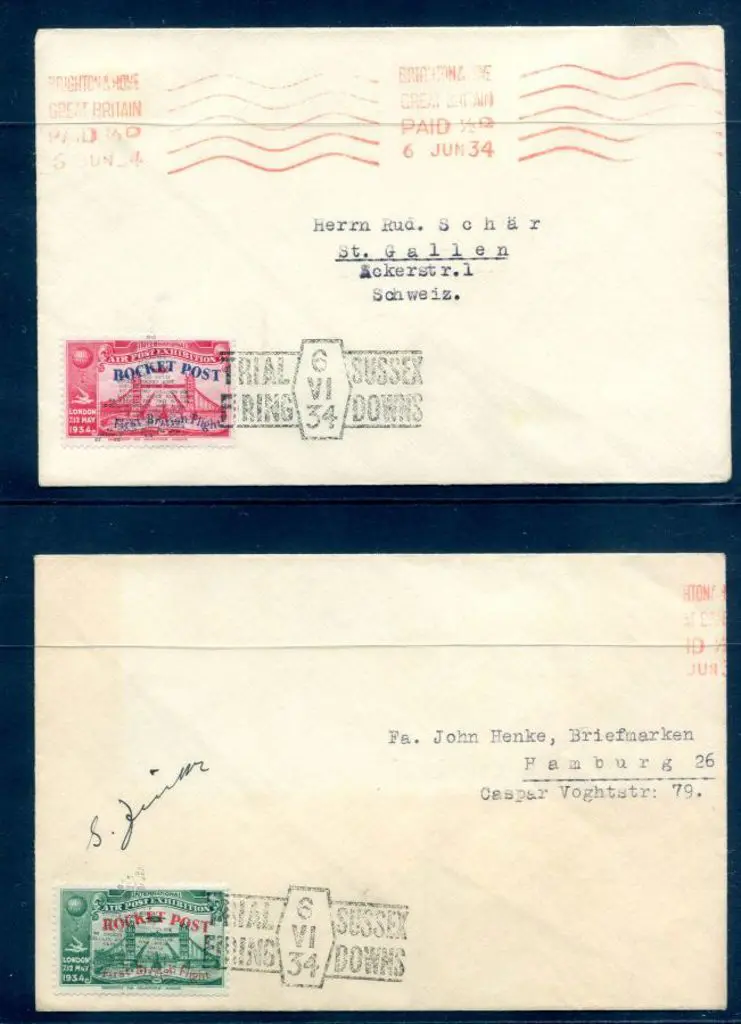 Great Britain 1934 (6th June) GPO Rocket Trials ... Image 1++