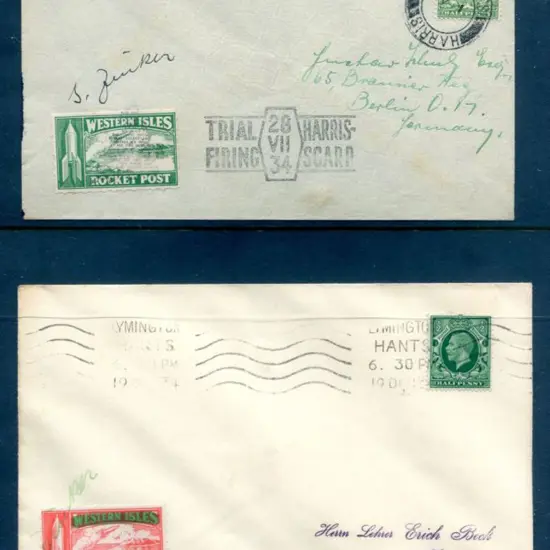 1934 (19th Dec) GPO Rocket Trials flight cover to ...