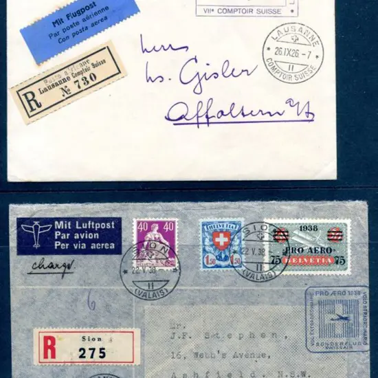 Switzerland 1925-1938 range of covers with all but ...