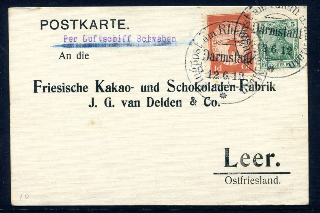 1912 (12th June) Rhein am Main Airship "Schwaben" ... Image 1++