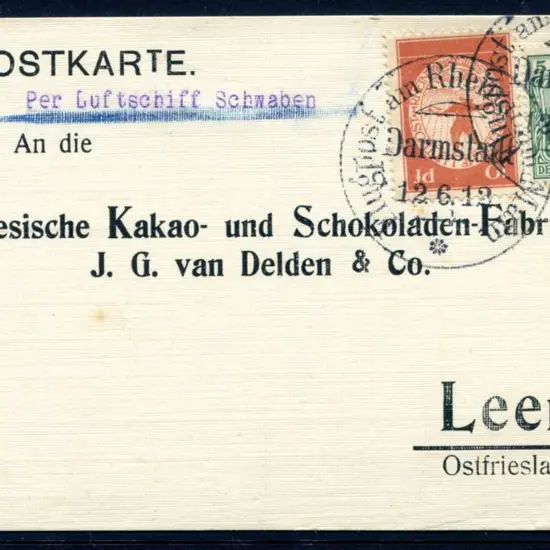 1912 (12th June) Rhein am Main Airship "Schwaben" ...