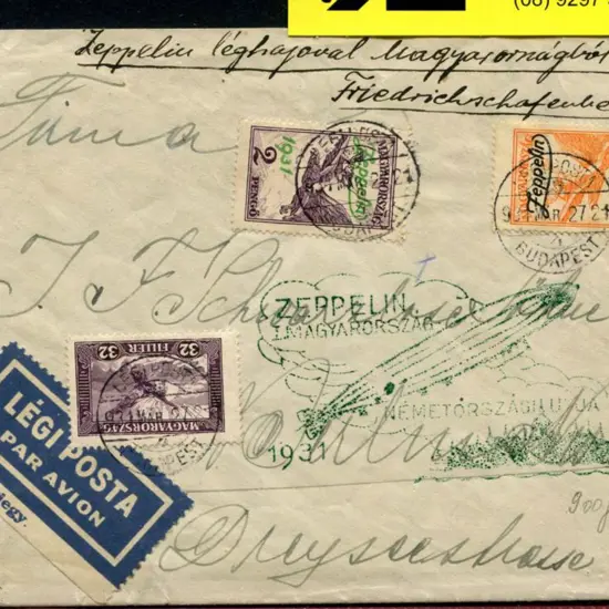 1931 (30th Mar) Hungary flight with 1p & 2p ...