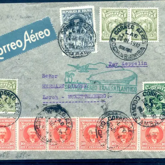 1932 (20th Mar) Bolivia 1p70 franking Air cover to ...