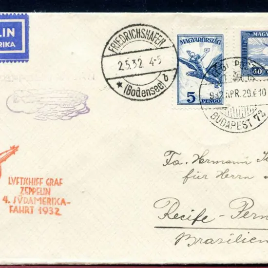 1932 (2nd May) Fourth South America flight cover ...